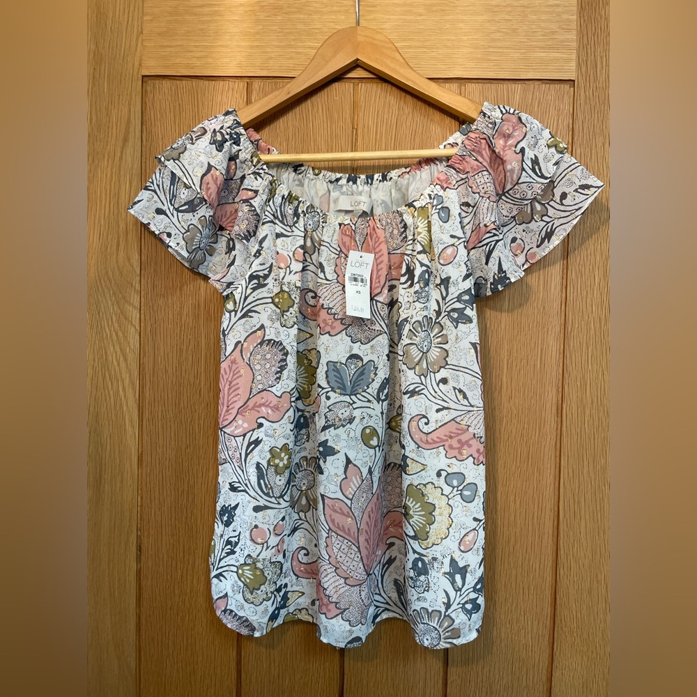 LOFT off the shoulder floral blouse, NWT